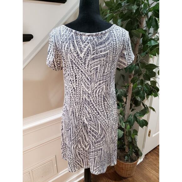 Ronni Nicole Womens White & Blue Polyester Short Sleeve Round Neck Shift Dress S - Picture 7 of 12